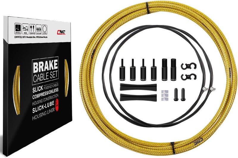 CNC Mountain Bike Brake Cable Kit,Bicycle Brake Cable Housing Coated Braided & Teflon Inner line For MTB（Black/Gold/Silver/Titanium silver） - Image 1